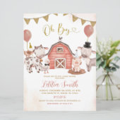 Boho Boy Farm Baby Shower Einladung (Stehend Vorderseite)