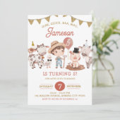 Boho Boy Farm Birthday Einladung (Stehend Vorderseite)