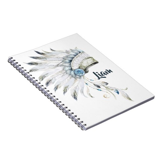 Boho Boy Fether Headdress Custom Journal Notizblock (Rechte Seite)