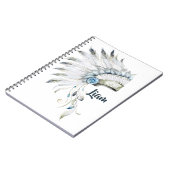 Boho Boy Fether Headdress Custom Journal Notizblock (Linke Seite)