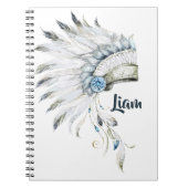 Boho Boy Fether Headdress Custom Journal Notizblock (Vorderseite)