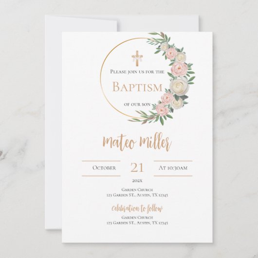 Boho Boy Taufe Einladung (Vorderseite)