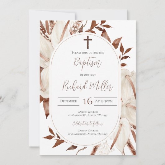 Boho Boy Taufe Einladung (Vorderseite)