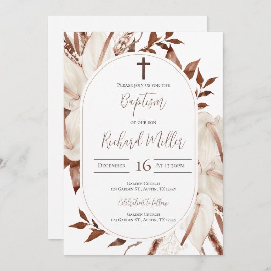 Boho Boy Taufe Einladung (Vorne/Hinten)