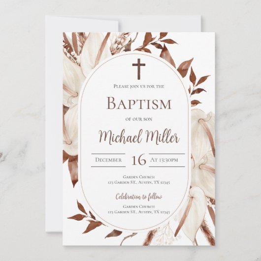 Boho Boy Taufe Einladung (Vorderseite)