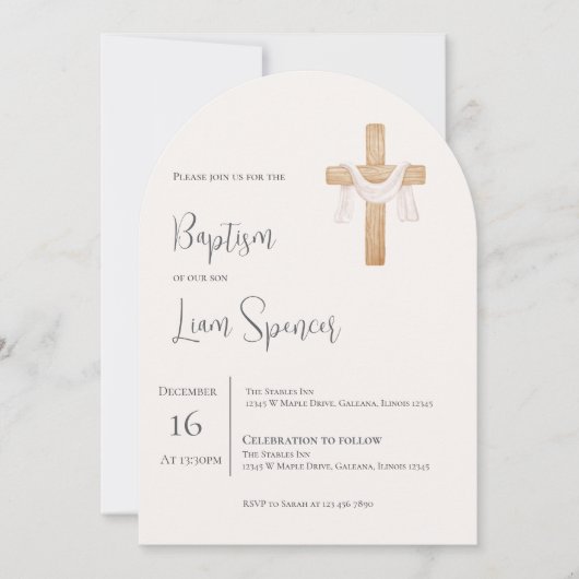 Boho Boy Taufe Einladung (Vorderseite)