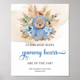 Boho Boy Teddy Bär schätzt wie viele Gummibären Poster