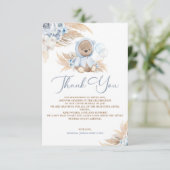 Boho Boy Teddy Bear Danke für die Message Card (Stehend Vorderseite)