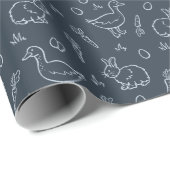 Boho Boys Easter Cute Bunny Rabbit Goose Dark Blue Geschenkpapier (Rolleneckpunkt)