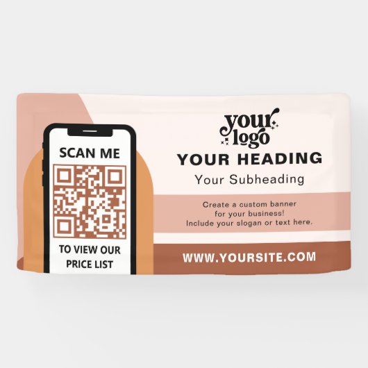 Boho Branding Berufliche Werbung QR-Code Banner (Horizontal)