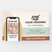 Boho Branding Berufliche Werbung QR-Code Banner (Horizontal)