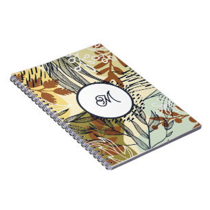 Boho Braun Grün Gold Blätter Notizbuch Notizblock