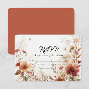 Boho Braun mit Schmetterlingen Florale Hochzeit RSVP Karte