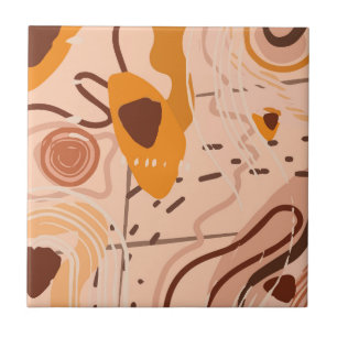 Boho-Braun-Tan-Beige-Orange-Abstraktkunst  Fliese