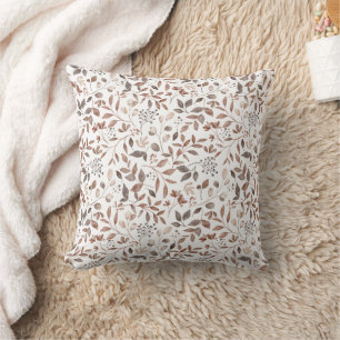 Boho-Braun Terrakotta Botanische Blätter Kissen