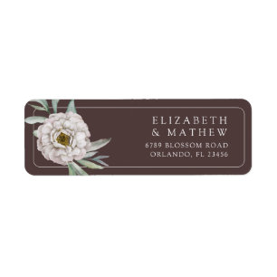 Boho-Braun- und Weiß-Blumen-Hochzeitsetikett