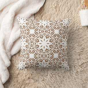 Boho Braun Weiß Muster  Kissen