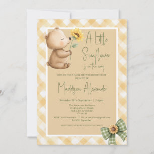 Boho Braunbär Sonnenblume Baby Shower Einladung