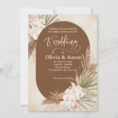 Boho Braune Bogen-Wasserfarben-Hochzeit Einladung (Vorderseite)
