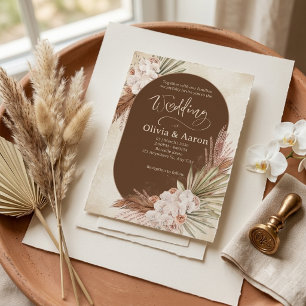 Boho Braune Bogen-Wasserfarben-Hochzeit Einladung