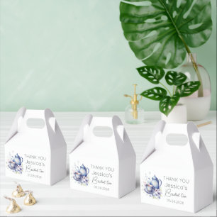 Boho-Braut Blau Tee Blumen Vintage-Brautparty Geschenkschachtel