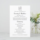 Boho-Braut Bräutigam Schwarz-Weiß Hochzeitsprogram (Stehend Vorderseite)
