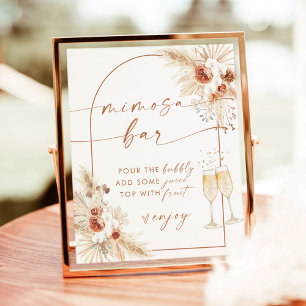 Boho-Brautjungfer-Party Mimosa-Bar-Schild Pampas Poster
