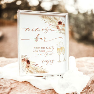 Boho-Brautjungfer-Party Mimosa-Bar-Schild   Pampas Poster