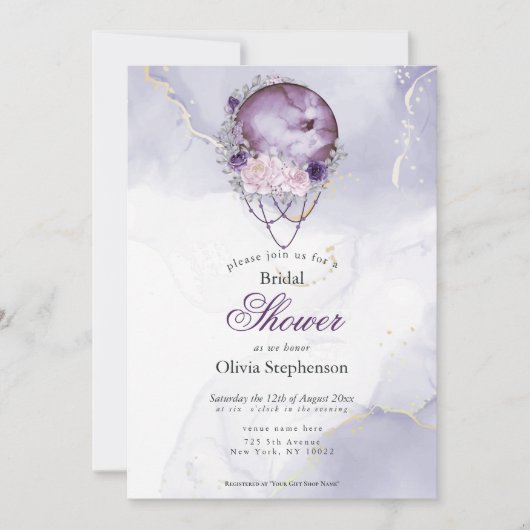 Boho Brautparty Amethyst Maroon Full Moon Einladung (Vorderseite)