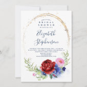 Boho-Brautparty der Marine Burgund und Blush Einladung (Vorderseite)