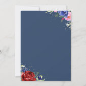 Boho-Brautparty der Marine Burgund und Blush Einladung (Rückseite)