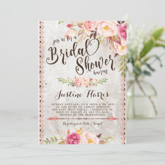 Boho Brautparty-Einladung Einladung (Stehend Vorderseite)