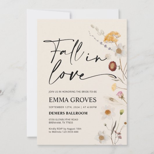 Boho Brautparty fällt in Liebe Einladung (Vorderseite)
