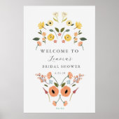Boho Brautparty Floral Welcome Sign Poster (Vorne)