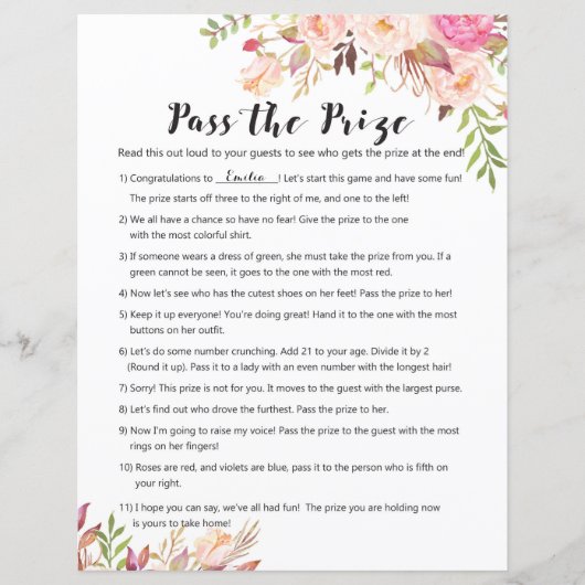 Boho Brautparty Game - Verleihung des Preises (Vorderseite)