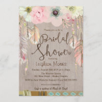 Boho Brautparty Invite, Tribal Feather Rustikal