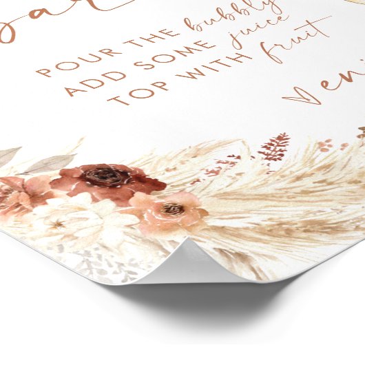 Boho Brautparty Mimosa Bar Sign | Pampas Grass Poster (Ecke)