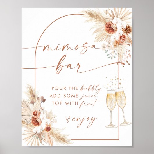 Boho Brautparty Mimosa Bar Sign | Pampas Grass Poster (Vorne)
