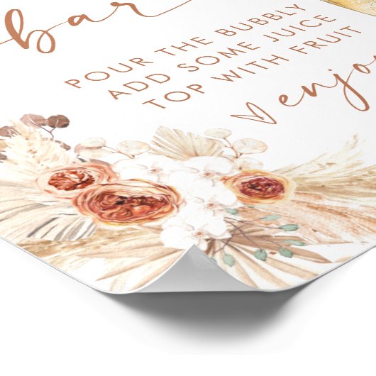 Boho Brautparty Mimosa Bar Sign Poster (Ecke)