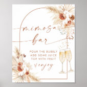 Boho Brautparty Mimosa Bar Sign Poster (Vorne)