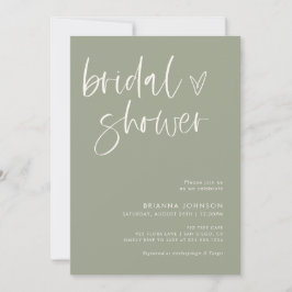 Boho Brautparty | Minimalistisch Sage Green Bridal Einladung