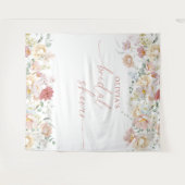 Boho Brautparty Modernes FloralBackdrop Tapestatio Wandteppich (Vorderseite (Horizontal))