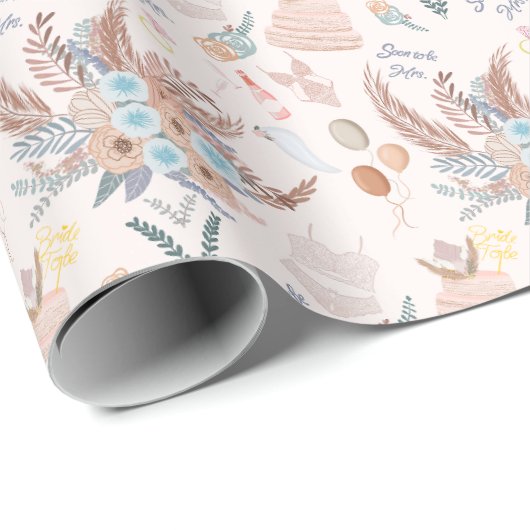 Boho Brautparty Pattern Geschenkpapier (Rolleneckpunkt)