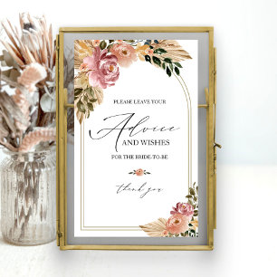 Boho Brautparty Ratgeber Karte Schild