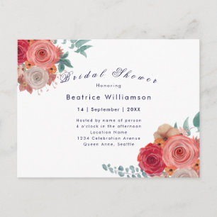 Boho Brautparty rote Rose Postkarte