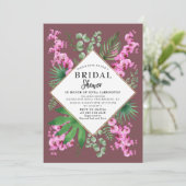 Boho Brautparty Tropical Floral QR Code Lila Einladung (Stehend Vorderseite)