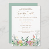 Boho Brautparty Watercolor Wildblume Einladung (Vorne/Hinten)