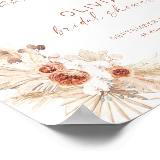 Boho Brautparty Welcome Sign | Pampas Grass Poster (Ecke)