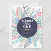 Boho Brave Feder Geburtstagseinladung Einladung (Vorderseite)