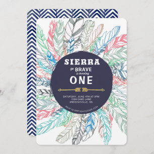 Boho Brave Feder Geburtstagseinladung Einladung